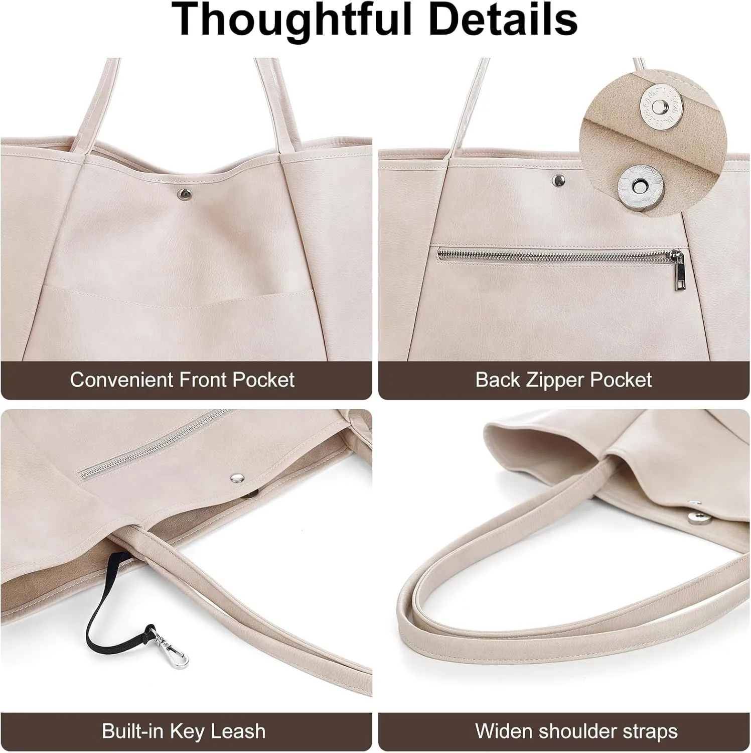 Large Tote Bag for Women Work 25L Travel Vegan Leather Ladies Handbags Weekender Purses