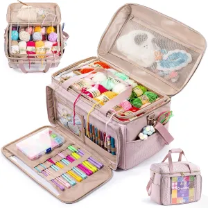 Large Yarn Storage Bag,Crochet Bag Organizer,Yarn Bags for Crocheting,Crochet Storage Bag with Pockets for Crochet Hooks, Crochet Accessories,Knitting Bags,Gifts for Crocheters