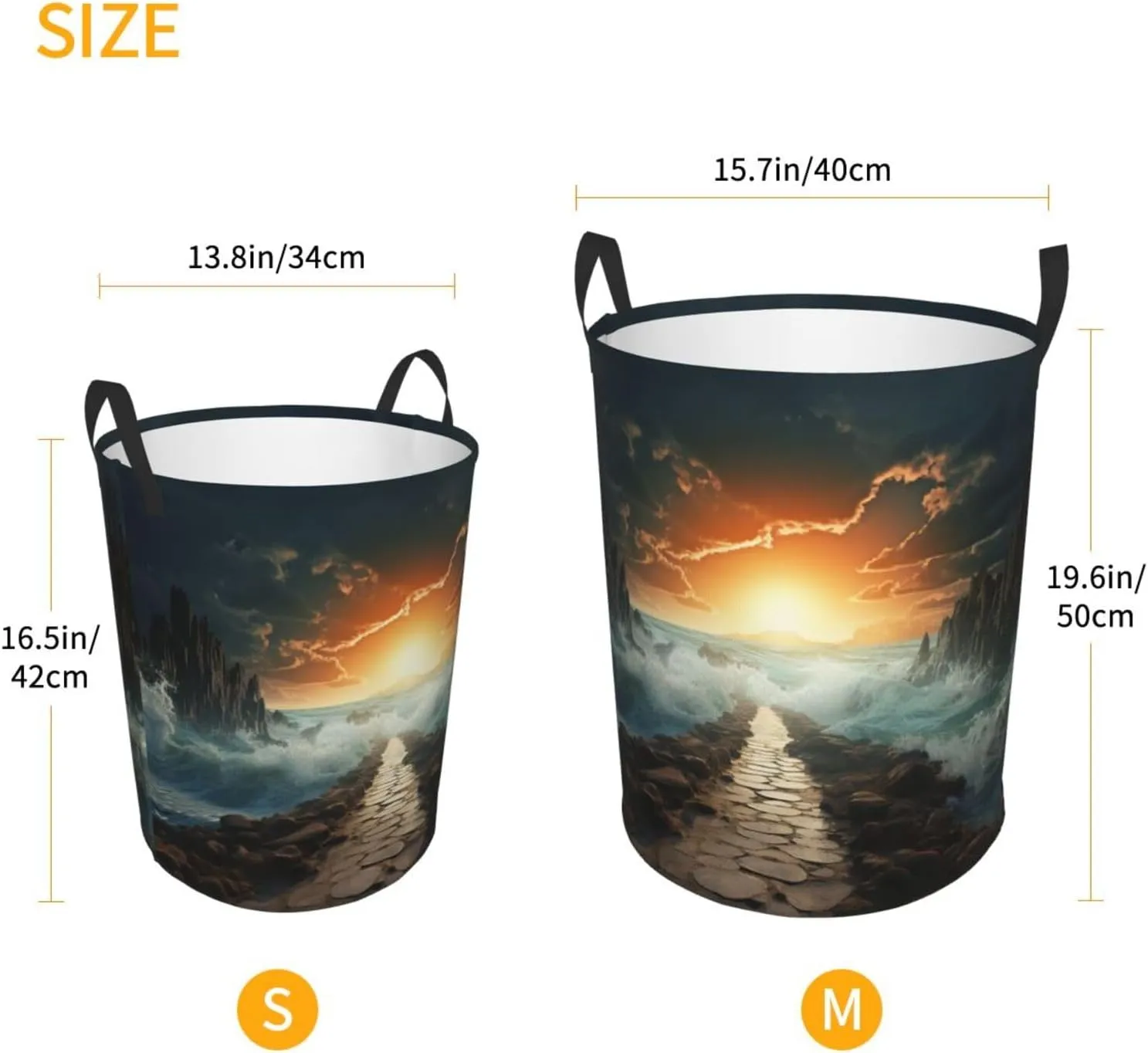 Laundry Basket Freestanding Laundry Hamper Divided Sea Pathway Laundry Baskets Dirty Clothes Hamper for Laundry Circular Storage Basket Collapsible Storage Bag for Bedroom