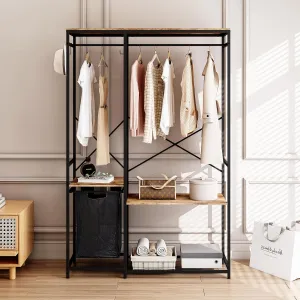 Laundry Basket with Shelves, with Shelves and Hooks, high Laundry Basket Classifier, 1 Pull-Out and Movable Bag
