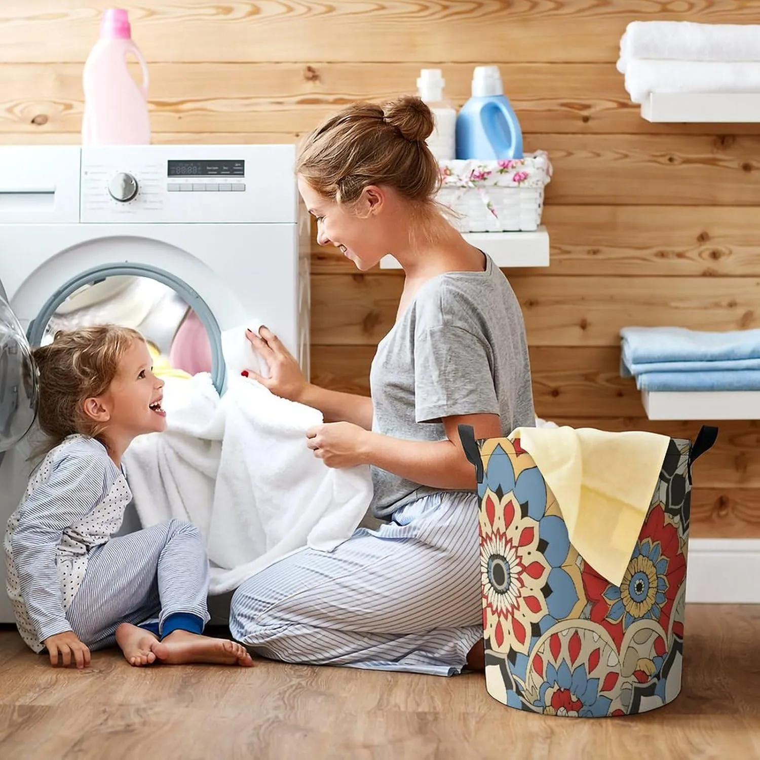 Laundry Hampers, Large Drawstring Laundry Bag, Removable Laundry Bags, Collapsible Storage Bin with Handles for Home Organization, Kids Room, Nursery Rectangle