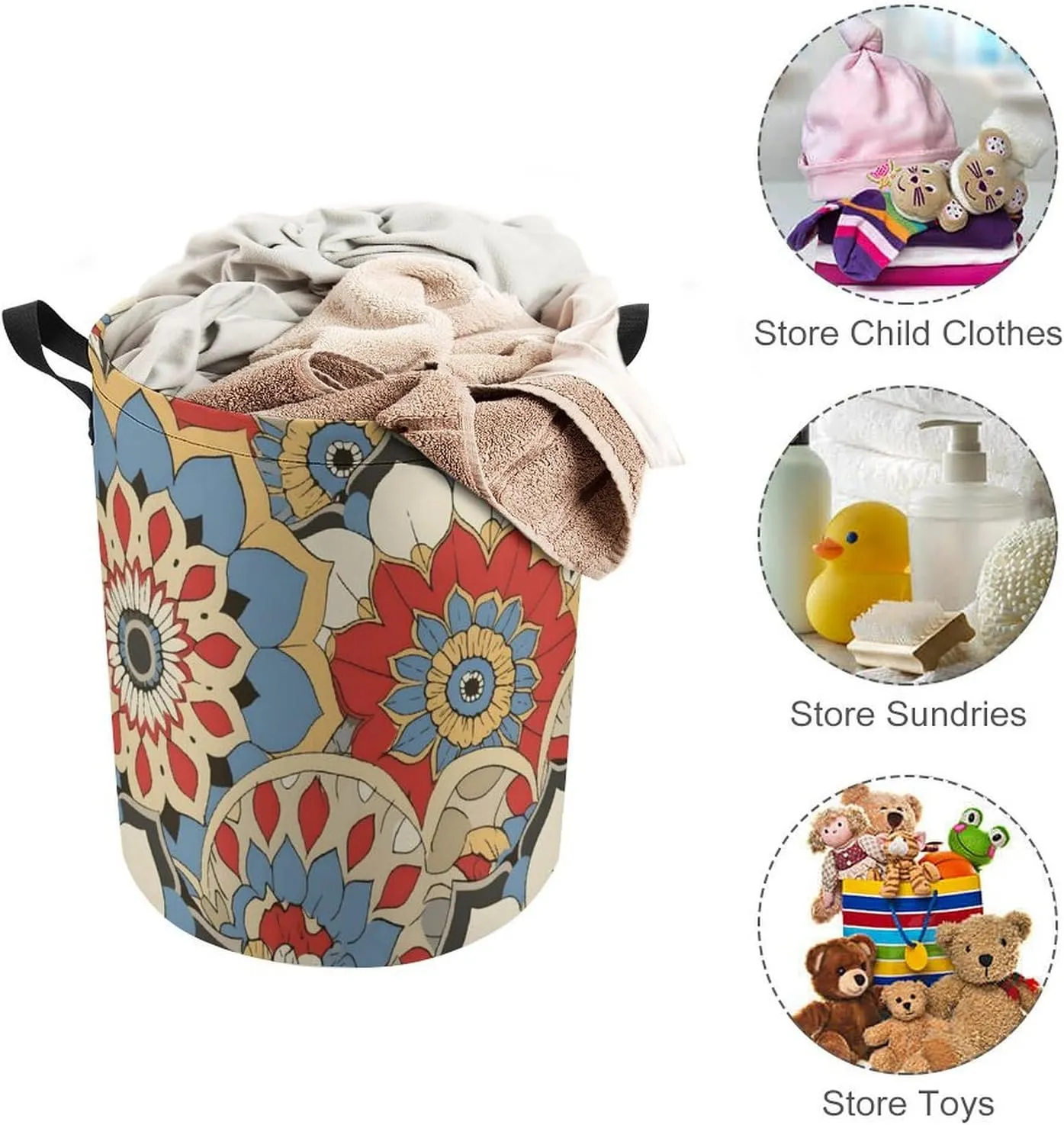 Laundry Hampers, Large Drawstring Laundry Bag, Removable Laundry Bags, Collapsible Storage Bin with Handles for Home Organization, Kids Room, Nursery Rectangle