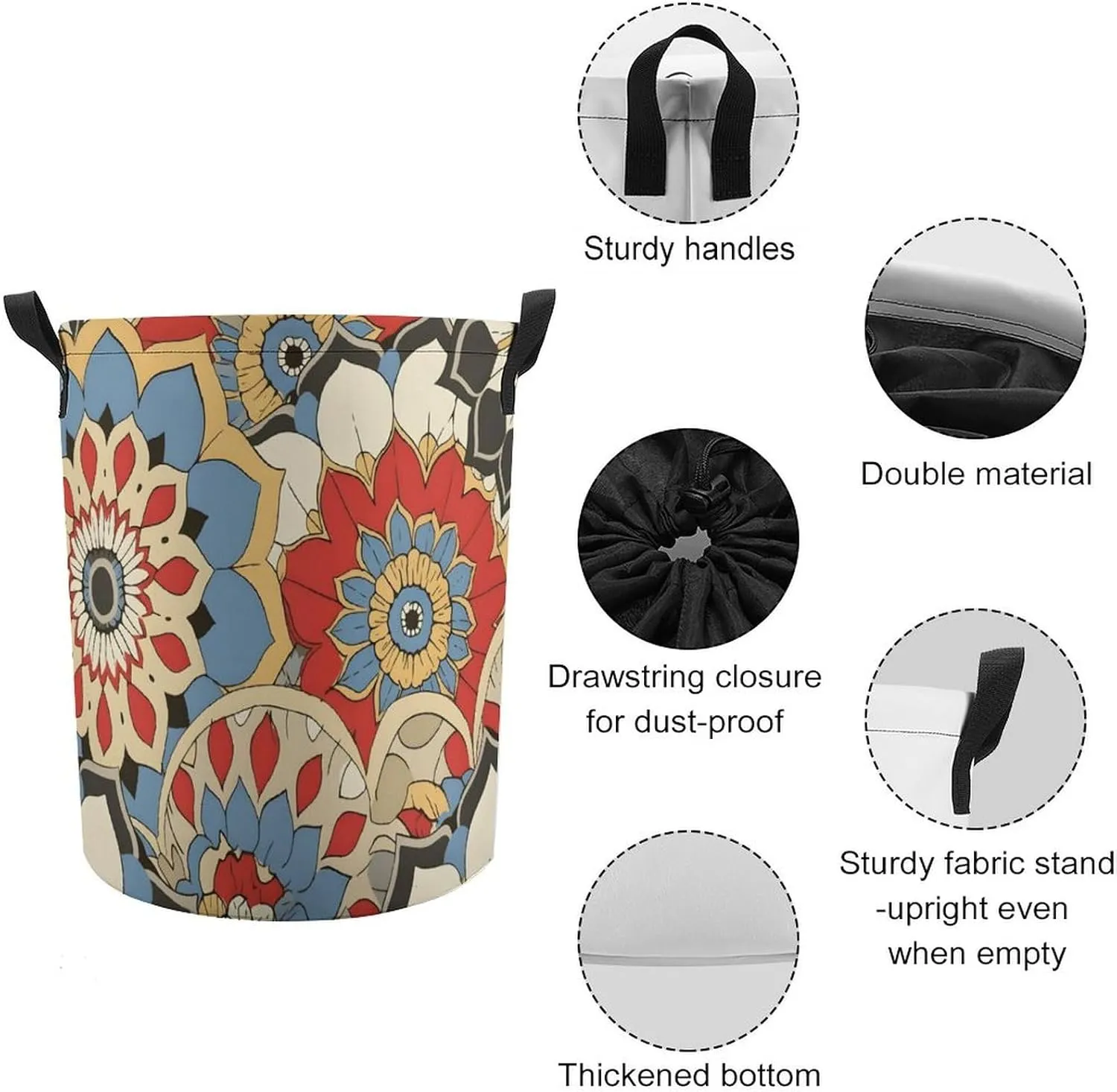 Laundry Hampers, Large Drawstring Laundry Bag, Removable Laundry Bags, Collapsible Storage Bin with Handles for Home Organization, Kids Room, Nursery Rectangle