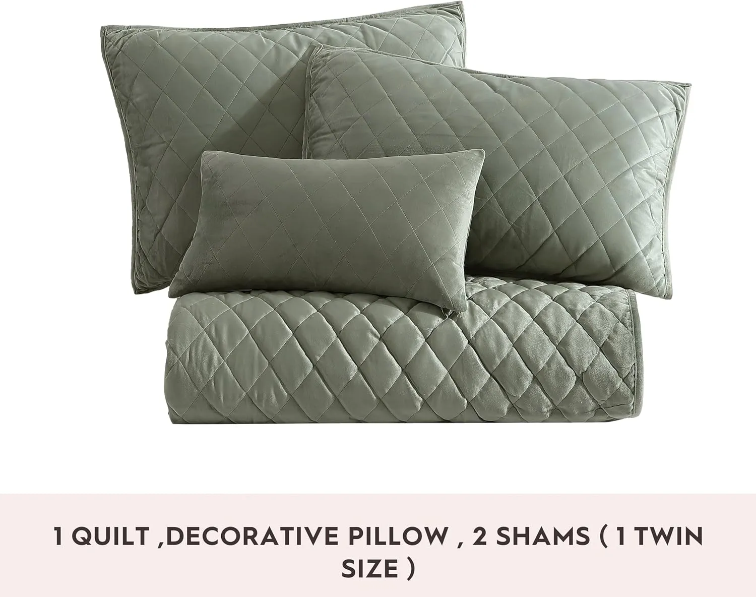 Laura Ashley - Queen Quilt Set, Solid Velvet Reversible Bedding, All Season Home Decor with Shams & Bonus Pillow Cover (Diamond Stitch Dark Green, Queen)