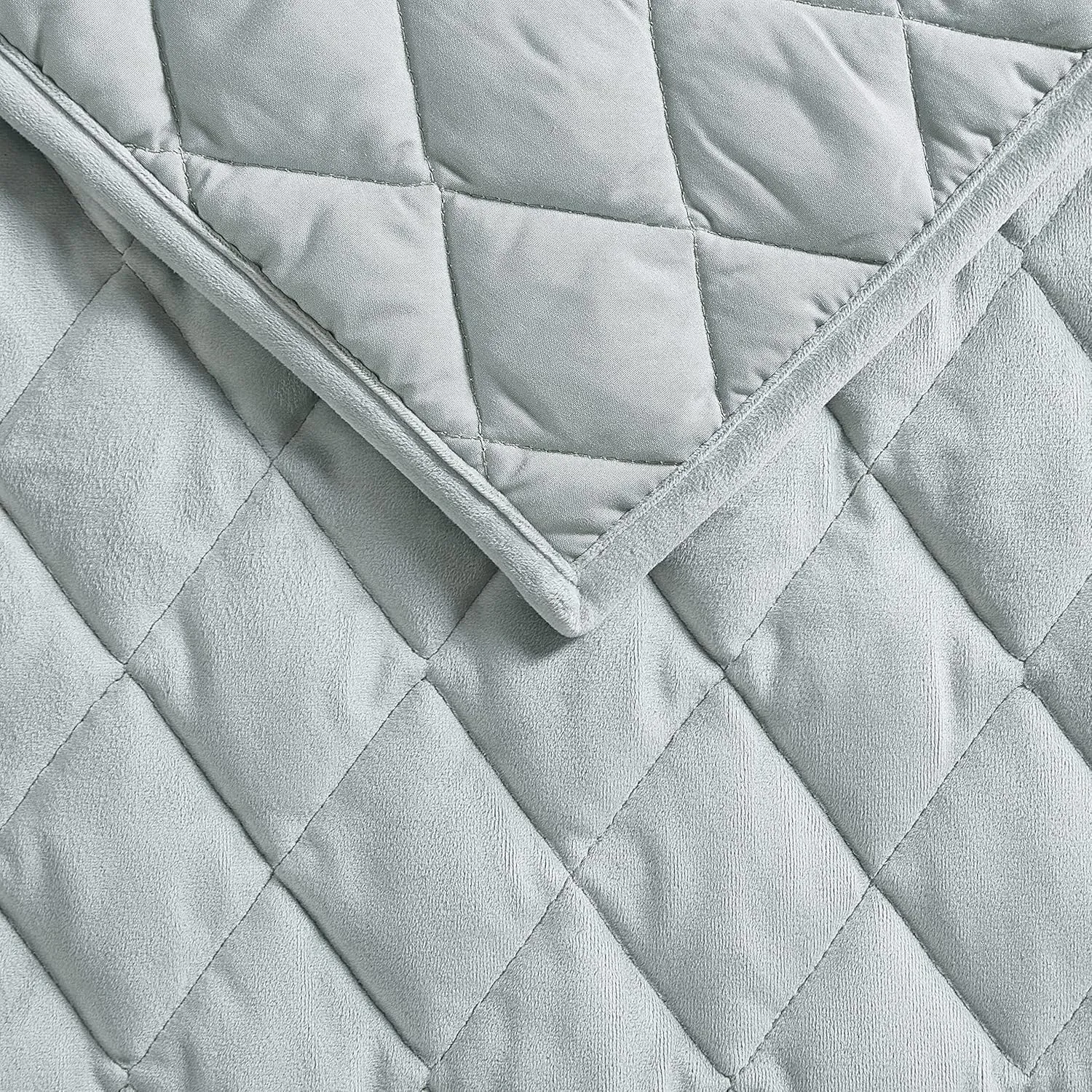 Laura Ashley - Twin Quilt Set, Solid Velvet Reversible Bedding, All Season Home Decor with Sham & Bonus Pillow Cover (Diamond Stitch Sage Green, Twin)
