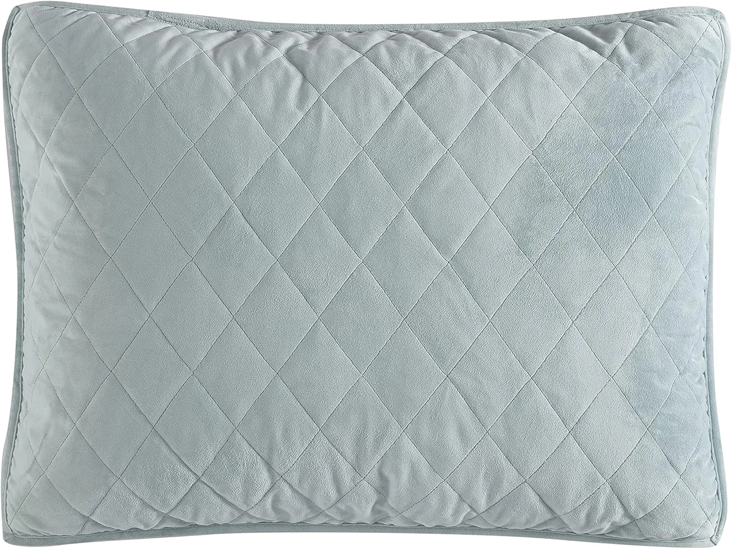 Laura Ashley - Twin Quilt Set, Solid Velvet Reversible Bedding, All Season Home Decor with Sham & Bonus Pillow Cover (Diamond Stitch Sage Green, Twin)