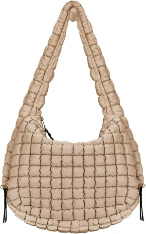 LaurelTree Quilted Puffer Crossbody Bag Lightweight Nylon Puffer Tote Bags Puffy Shoulder Bag Carryall Hobo Bags for Women
