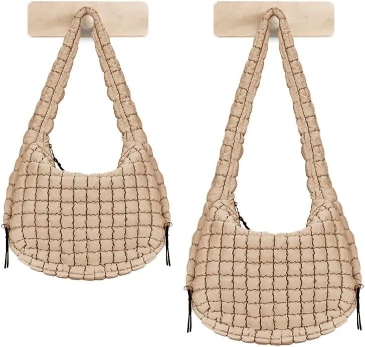 LaurelTree Quilted Puffer Crossbody Bag Lightweight Nylon Puffer Tote Bags Puffy Shoulder Bag Carryall Hobo Bags for Women