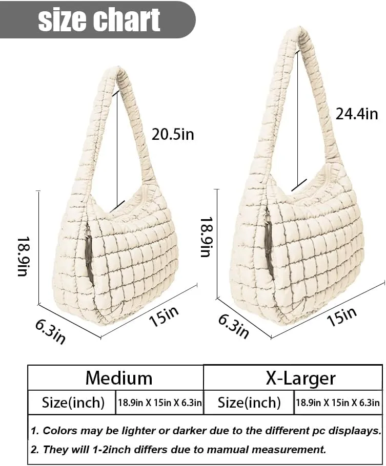 LaurelTree Quilted Puffer Crossbody Bag Lightweight Nylon Puffer Tote Bags Puffy Shoulder Bag Carryall Hobo Bags for Women