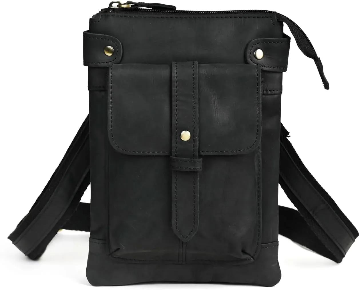 Le'aokuu Mens Genuine Leather Fanny Small Messenger Shoulder Satchel Waist Bag Pack 8711