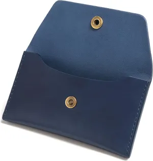 Leather Currency Pouch Dollar Bills Organiser Handmade Travel Wallet Utility Money Pouch Cash Currency Envelope- Blue