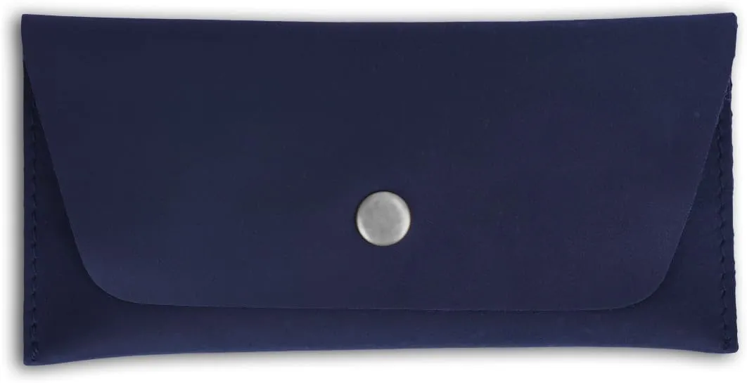 Leather Currency Pouch Dollar Bills Organiser Handmade Travel Wallet Utility Money Pouch Cash Currency Envelope- Blue