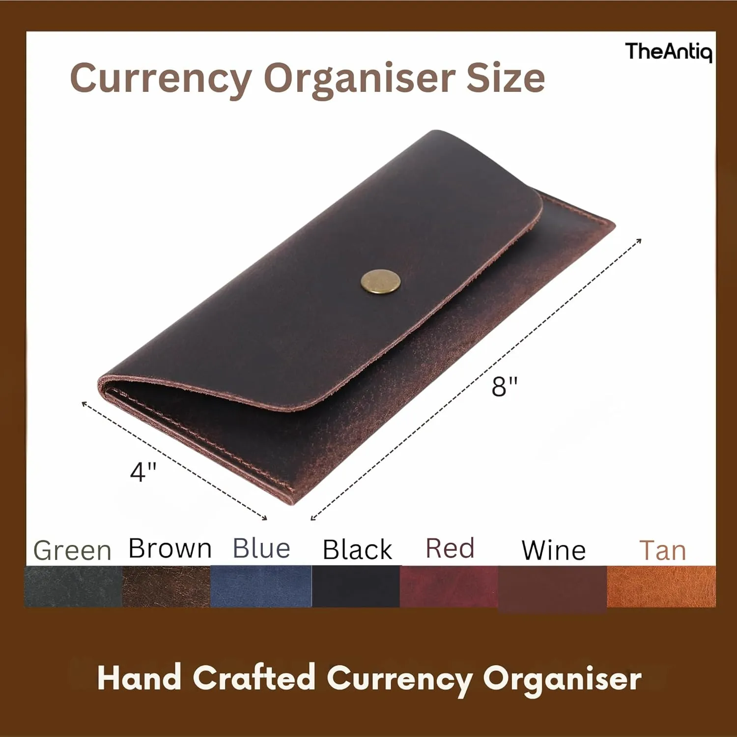 Leather Currency Pouch Dollar Bills Organiser Handmade Travel Wallet Utility Money Pouch Cash Currency Envelope- Blue
