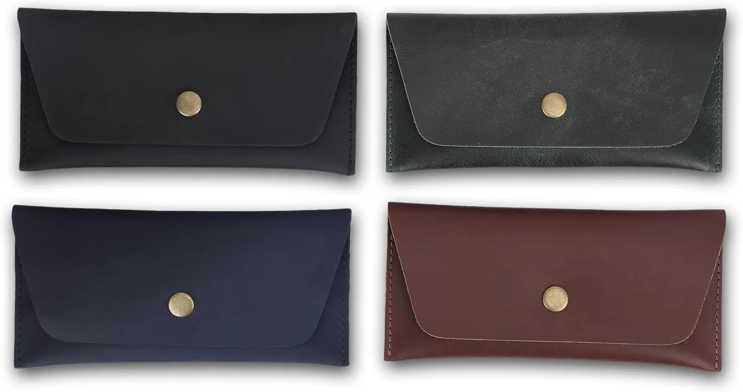 Leather Currency Pouch Dollar Bills Organiser Handmade Travel Wallet Utility Money Pouch Cash Currency Envelope- Blue