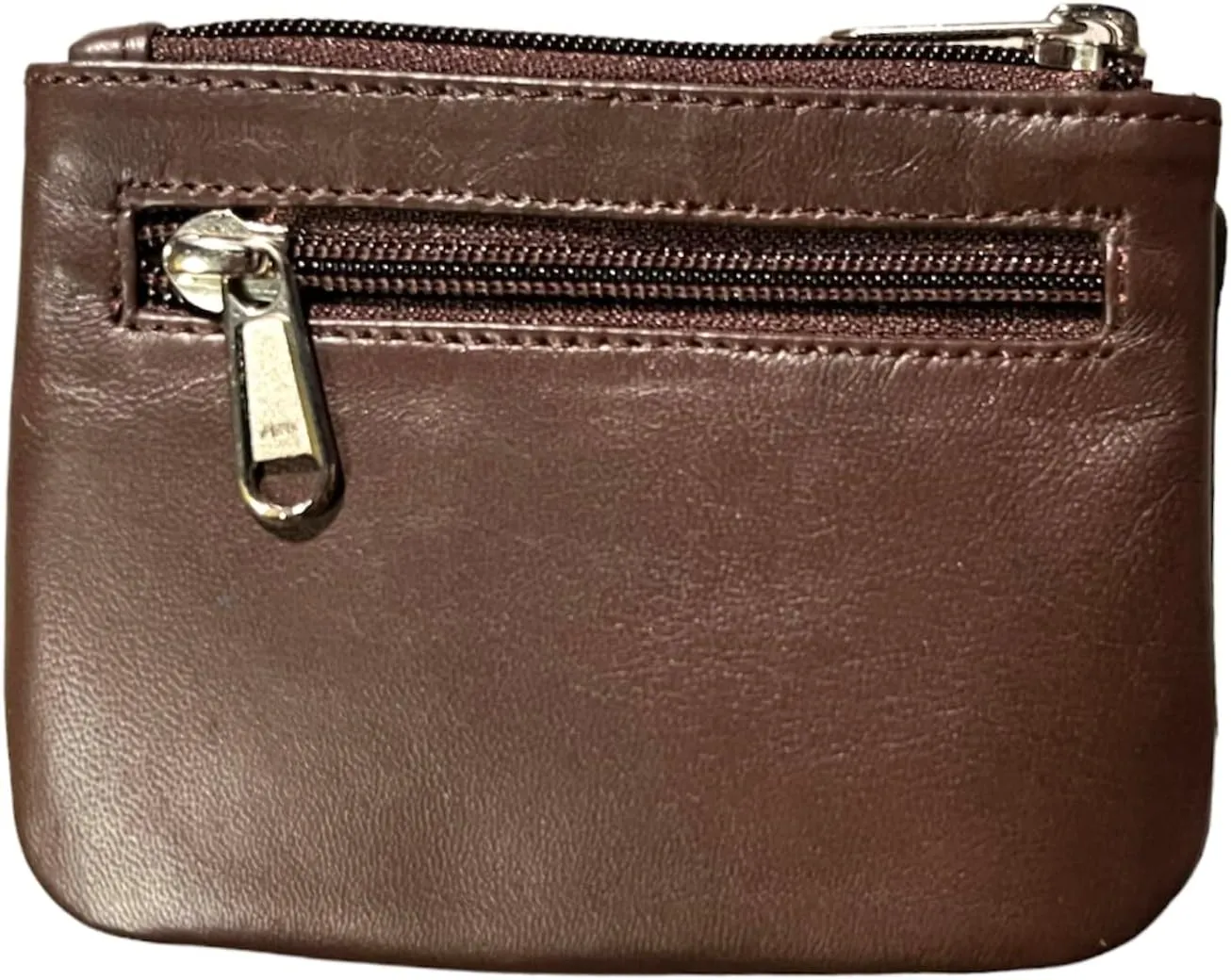 LEATHER FARM's lambskin leather coin pouch/coin purse for both mens and womens. (BROWN)