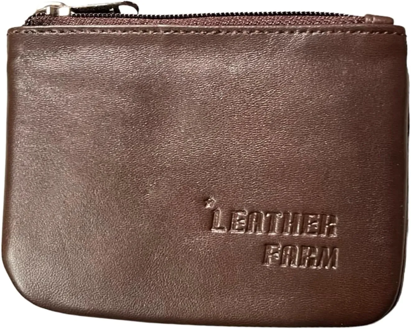 LEATHER FARM's lambskin leather coin pouch/coin purse for both mens and womens. (BROWN)