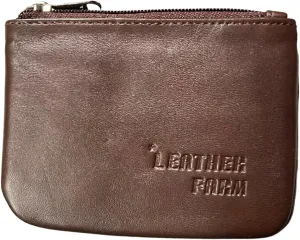 LEATHER FARM's lambskin leather coin pouch/coin purse for both mens and womens. (BROWN)