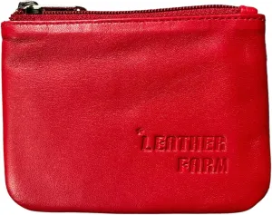 LEATHER FARM's lambskin leather coin pouch/coin purse for both mens and womens. (RED)