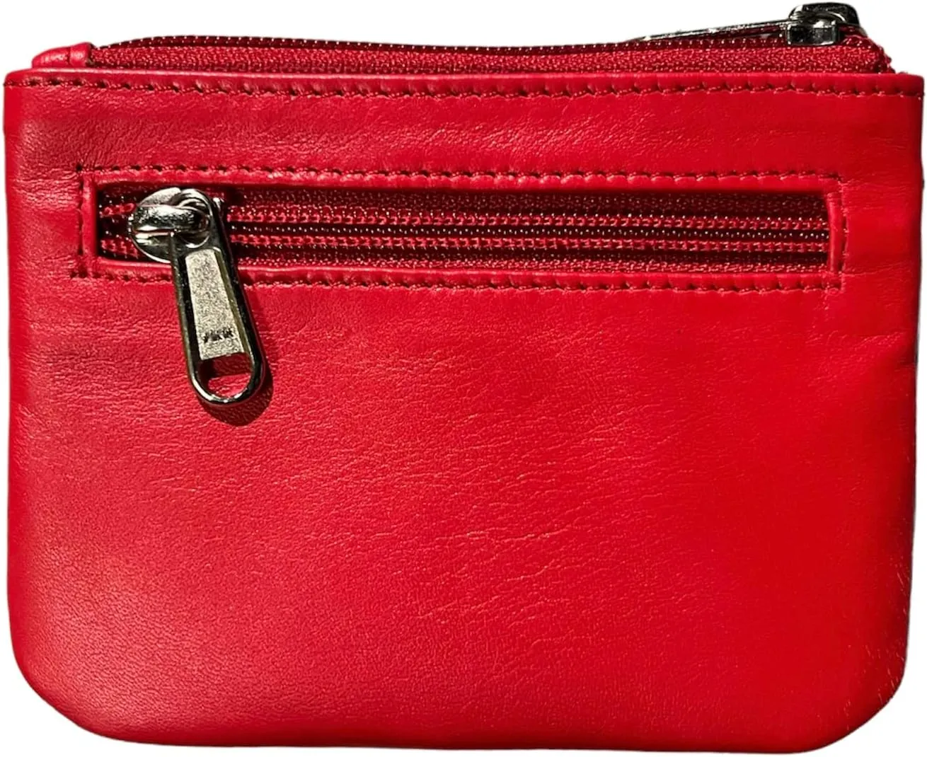 LEATHER FARM's lambskin leather coin pouch/coin purse for both mens and womens. (RED)