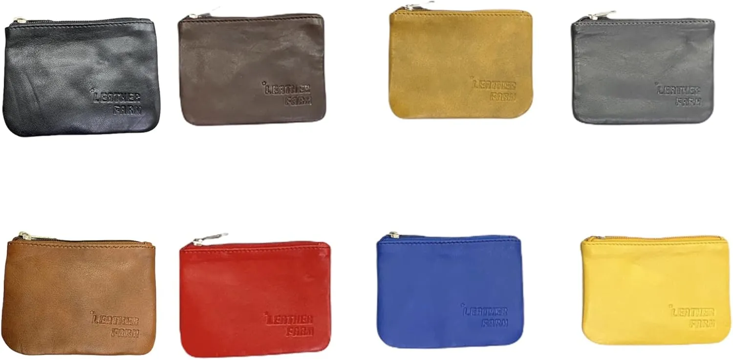 LEATHER FARM's lambskin leather coin pouch/coin purse for both mens and womens. (RED)