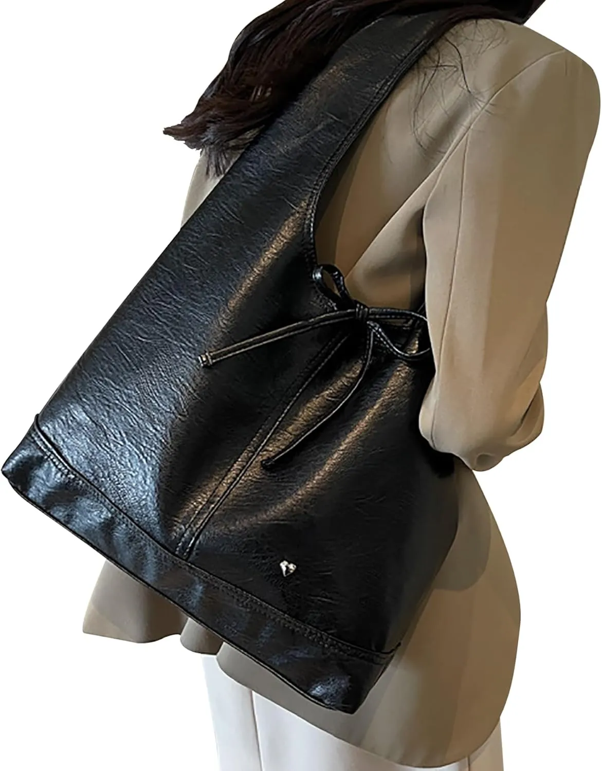 Leather Hobo Bags for Women - Brown Suede Slouchy Tote Bags - Fall Winter Purses & Handbags