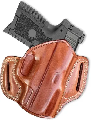 Leather Pancake OWB Belt Holster Open Top Fits FNH FN Reflex Micro Compact 9mm 3.3” Barrel, Right Hand Draw, Brown Color #1661#