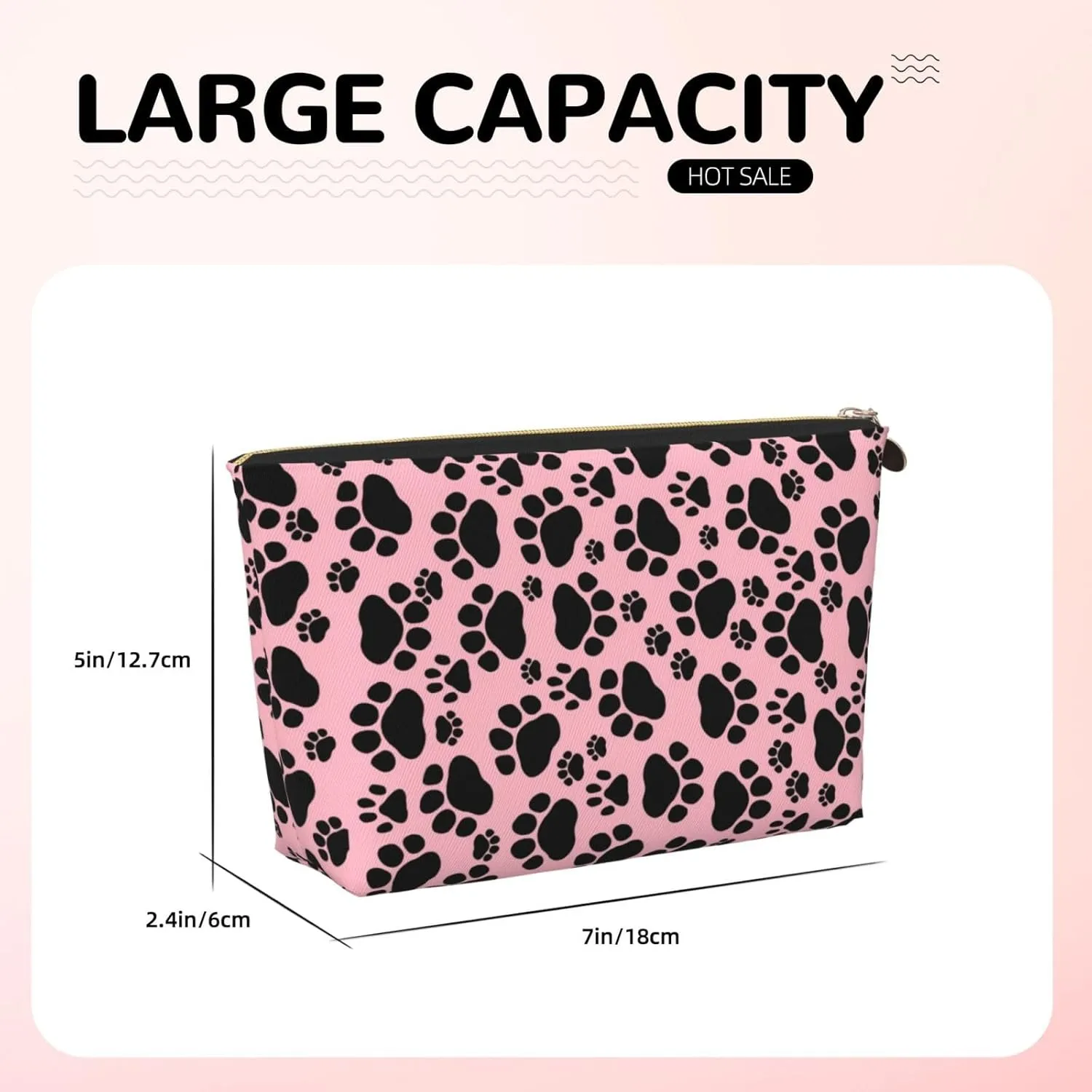 Leather Travel Toiletry Makeup Bag Zipper Makeup Pouch Travel Essentials Portable Cosmetic Bag Organiser Suitable Business Trip for Woman Man Black Claw Mark