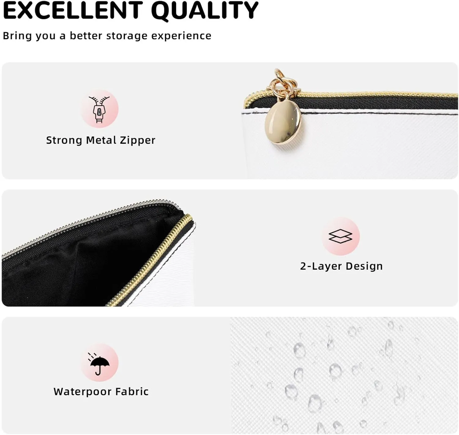 Leather Travel Toiletry Makeup Bag Zipper Makeup Pouch Travel Essentials Portable Cosmetic Bag Organiser Suitable Business Trip for Woman Man Black Claw Mark