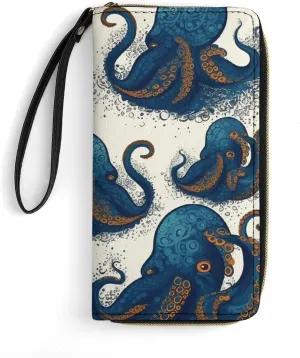 Leather Wallet Painted Bag Tentacles Octopus Advanced Fashion Leather Card Bag Exquisite Beautiful Leather Wallet