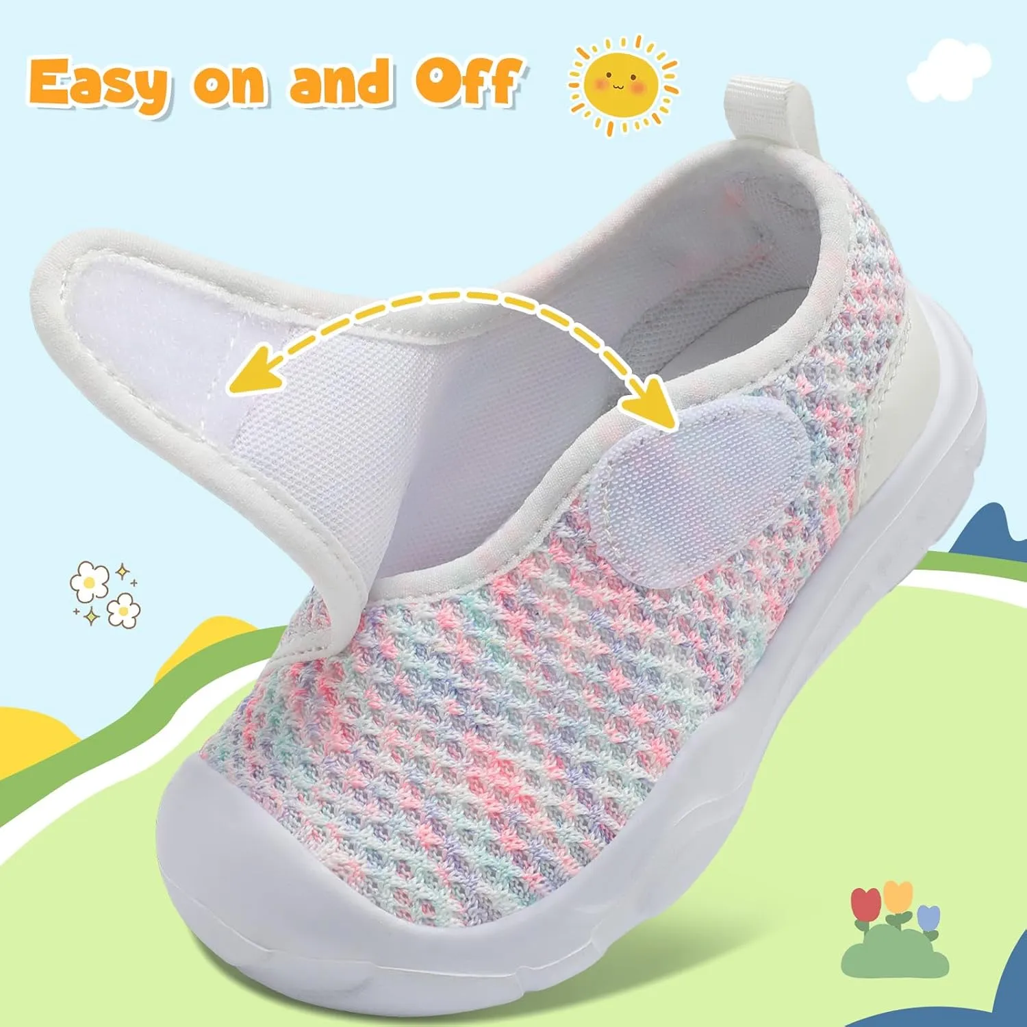 LeIsfIt Toddler Shoes Girls Boys Wide Barefoot Shoes Kids Breathable Sneakers Lightweight Tennis Athletic Walking Sneakers Slip On