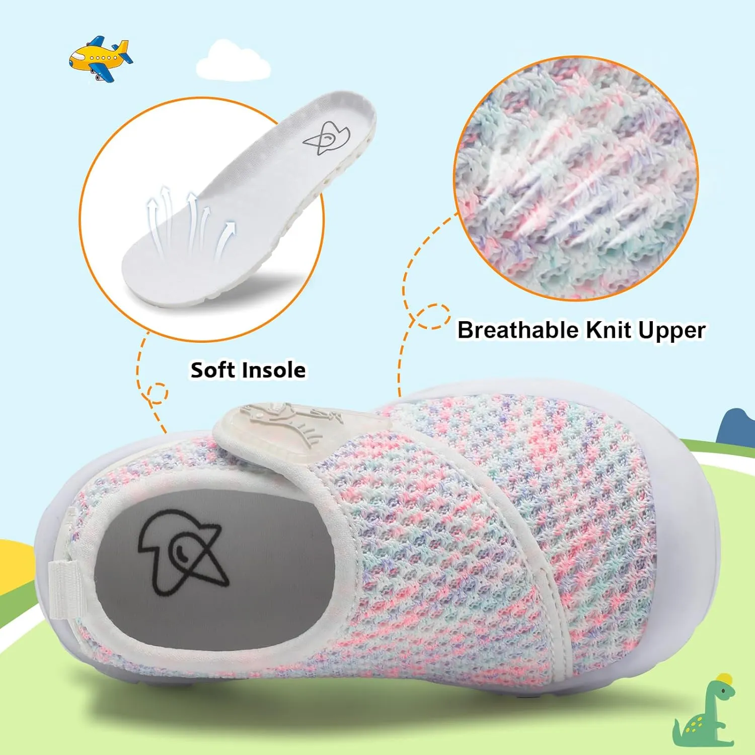 LeIsfIt Toddler Shoes Girls Boys Wide Barefoot Shoes Kids Breathable Sneakers Lightweight Tennis Athletic Walking Sneakers Slip On
