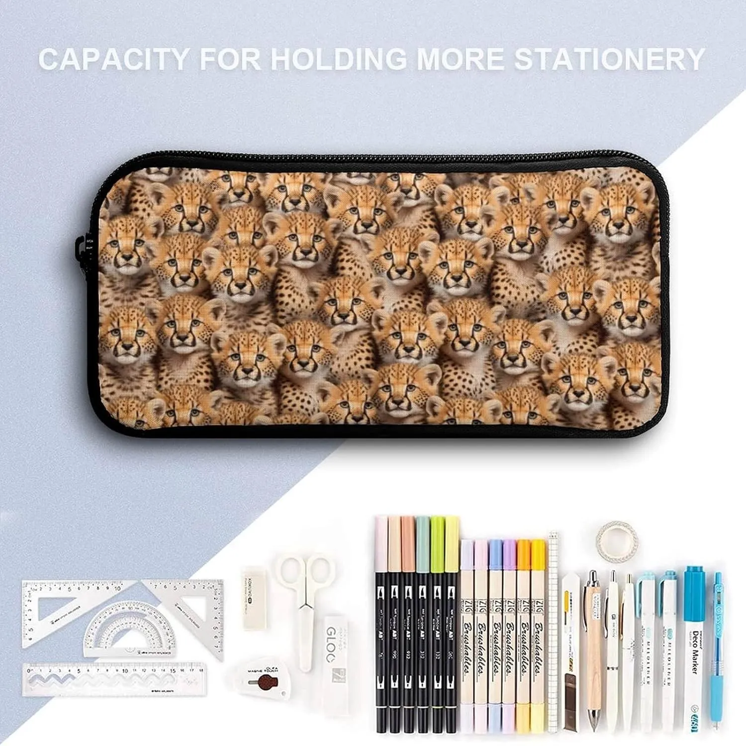 Leopard Backpack with Lunch Box & Pencil Case for Kids Girls Boys School, 16 Inch Cute Cheetah Bookbag, School Backpack for Students Children, Lightweight, Large Capacity
