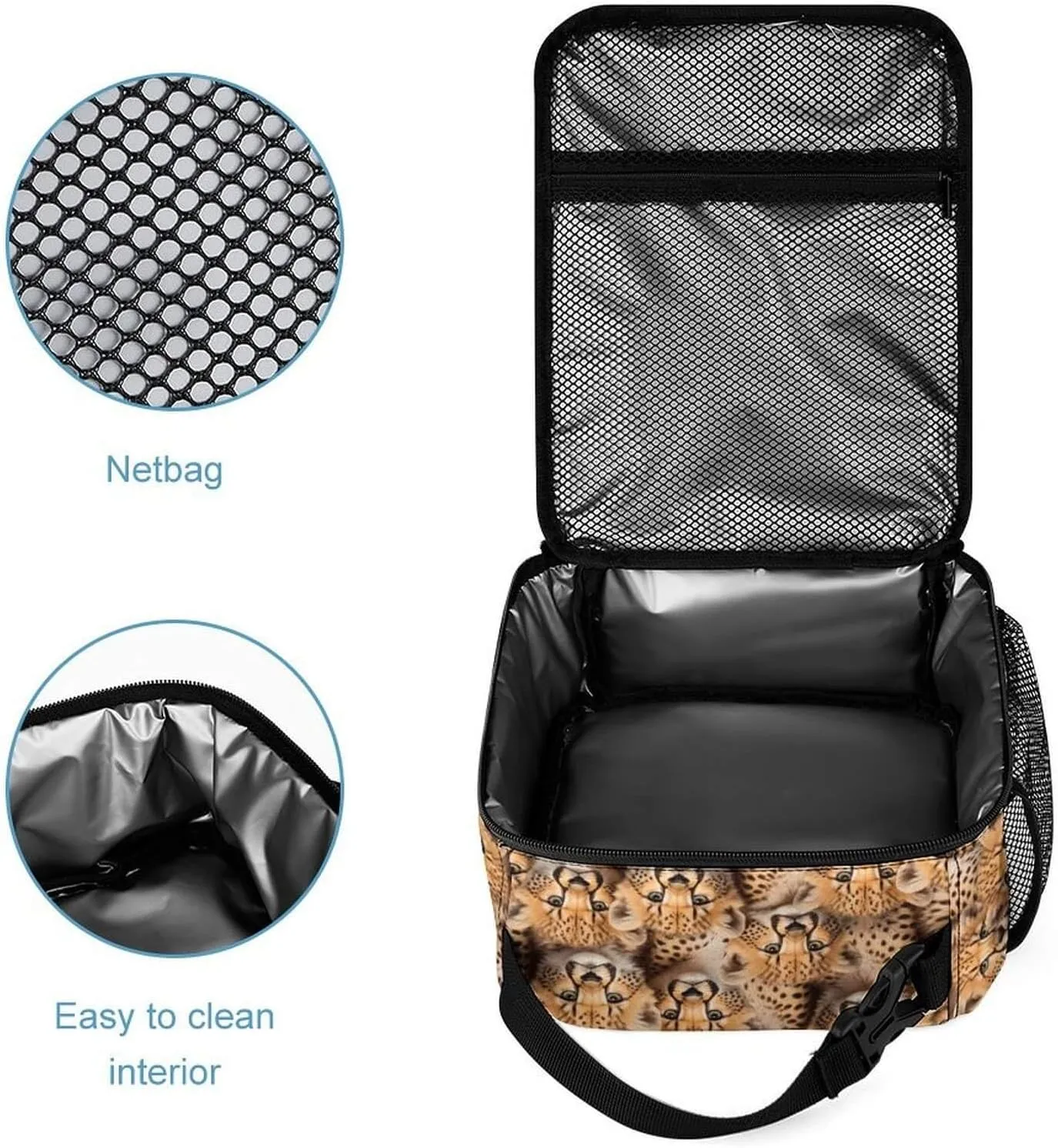 Leopard Backpack with Lunch Box & Pencil Case for Kids Girls Boys School, 16 Inch Cute Cheetah Bookbag, School Backpack for Students Children, Lightweight, Large Capacity
