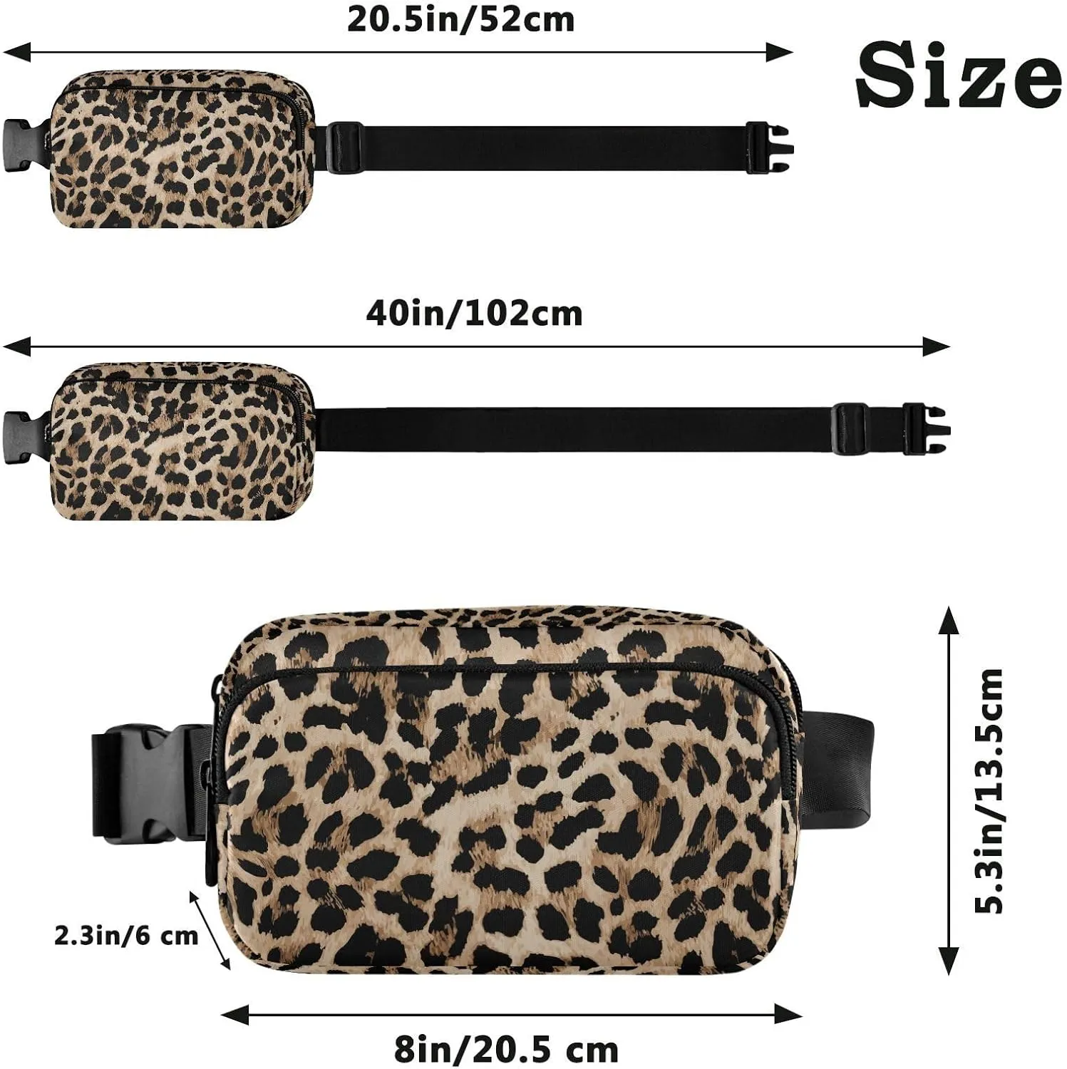 Leopard Print Fanny Pack for Men Women Belt Bag Fashion Waist Pouch with Adjustable Strap Lightweight for Outdoor Sports Running Traveling Hiking Camping Cycling