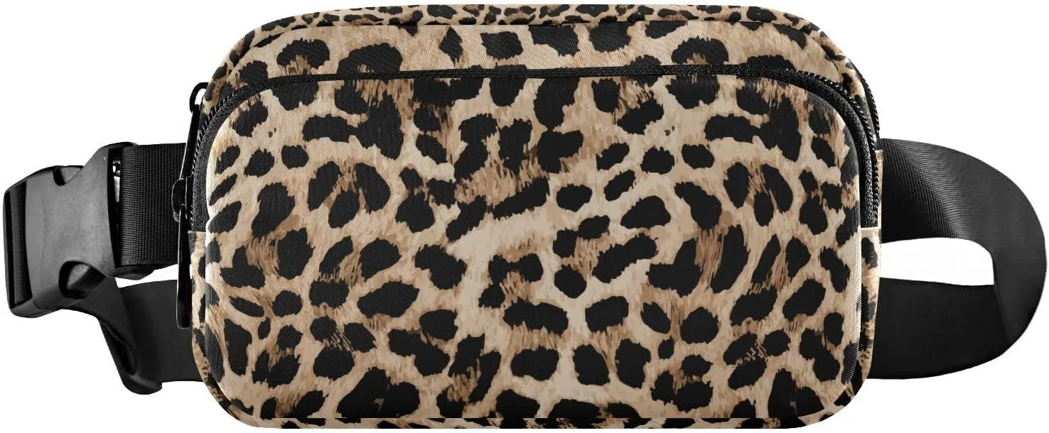 Leopard Print Fanny Pack for Men Women Belt Bag Fashion Waist Pouch with Adjustable Strap Lightweight for Outdoor Sports Running Traveling Hiking Camping Cycling