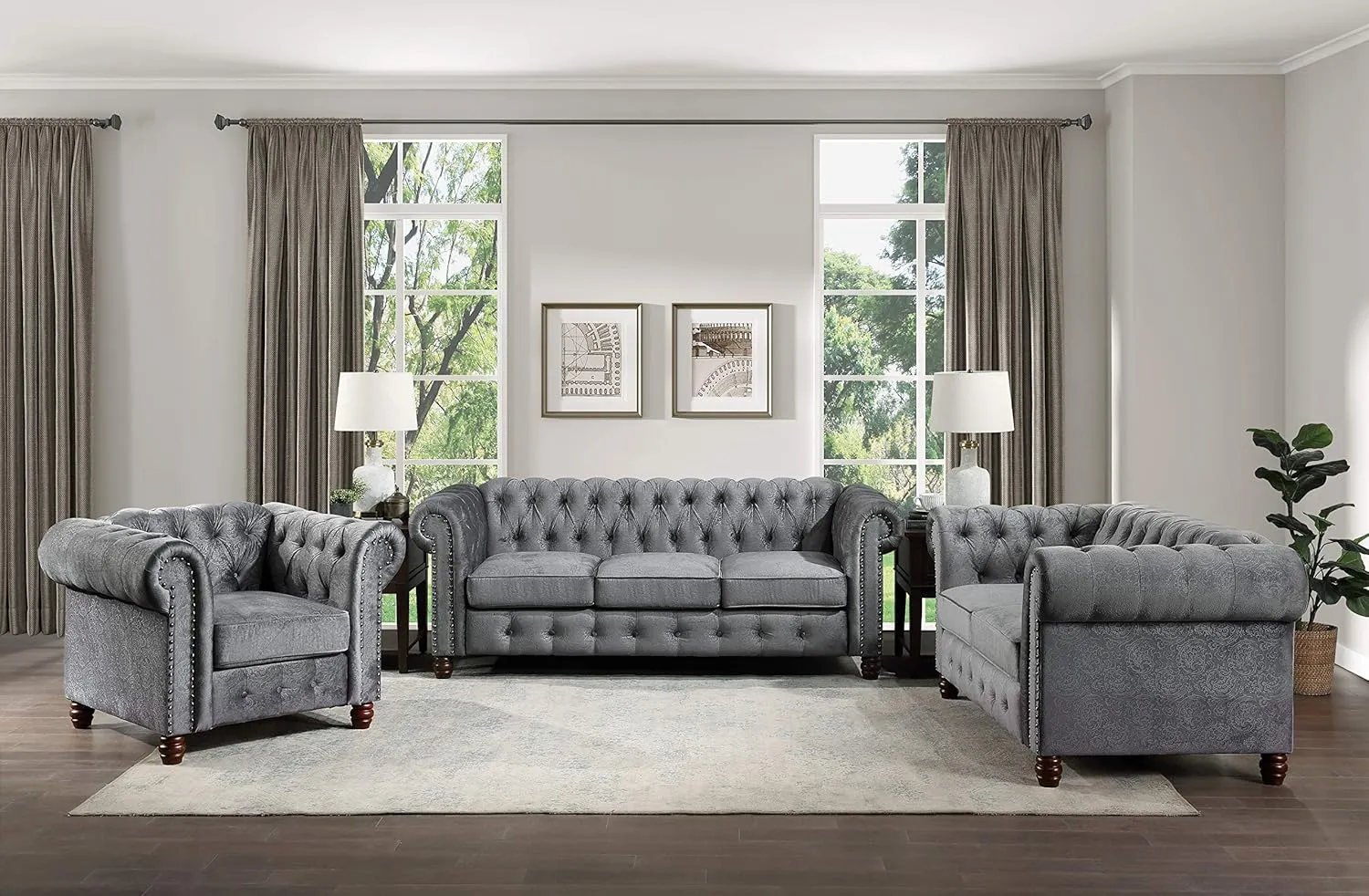 Lexicon Boswell Living Room Sofa, Dark Gray
