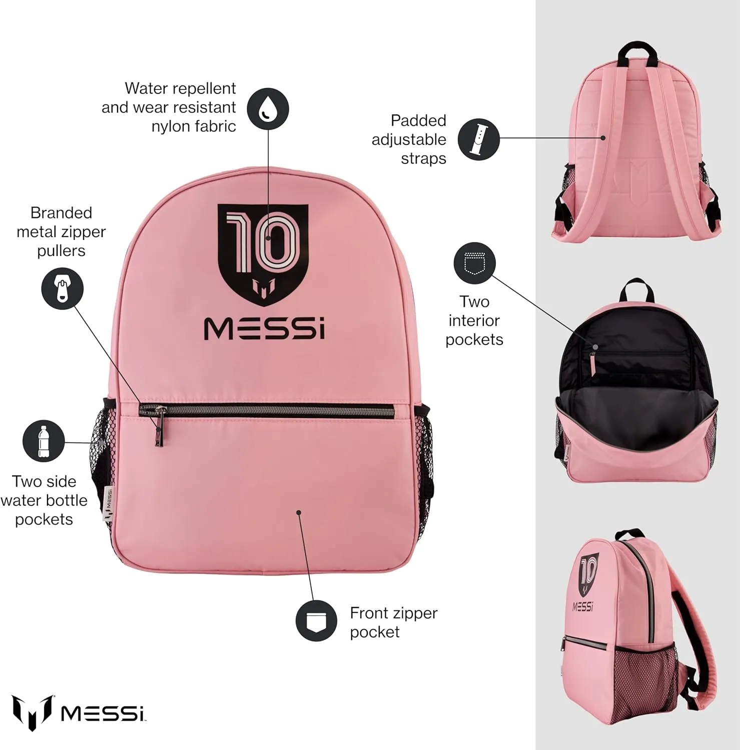 Lifestyle Backpack, Bookbag with Pockets & Adjustable Straps, Pink/Black, One Size