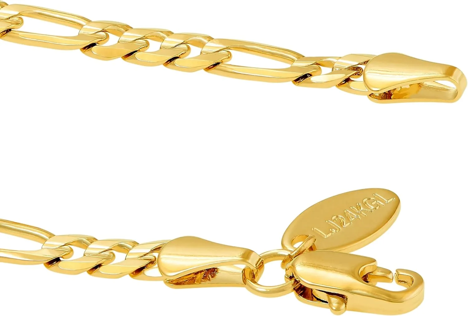 LIFETIME JEWELRY Womens Gold Anklet 4mm Figaro Chain Ankle Bracelet 24k Real Gold Plated