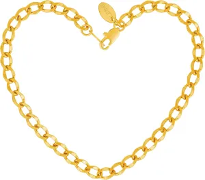 LIFETIME JEWELRY Womens Gold Anklet Diamond Cut Curb Link Ankle Bracelet 24k Gold Plated
