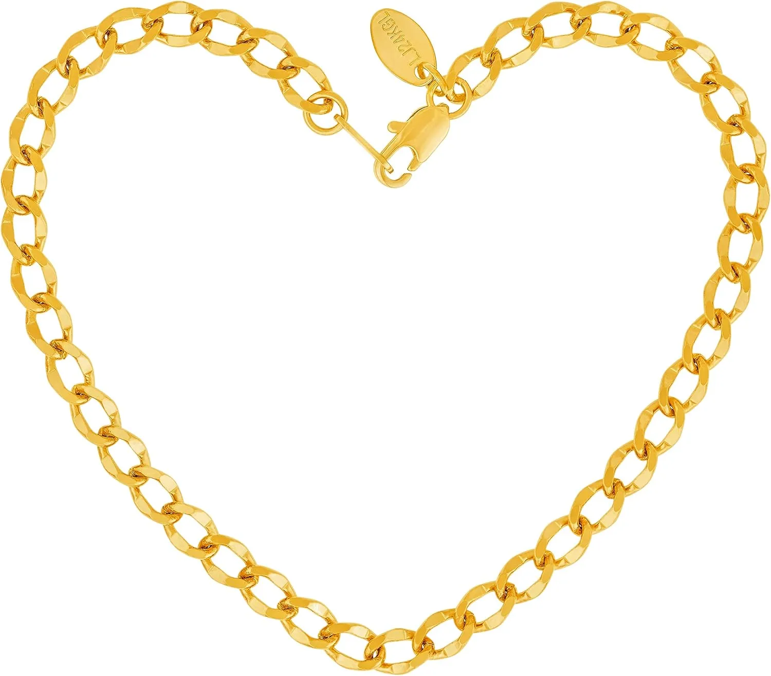 LIFETIME JEWELRY Womens Gold Anklet Diamond Cut Curb Link Ankle Bracelet 24k Gold Plated