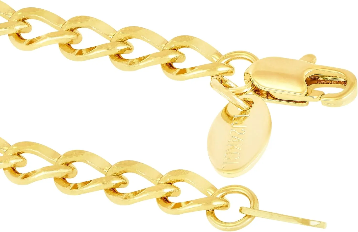 LIFETIME JEWELRY Womens Gold Anklet Diamond Cut Curb Link Ankle Bracelet 24k Gold Plated