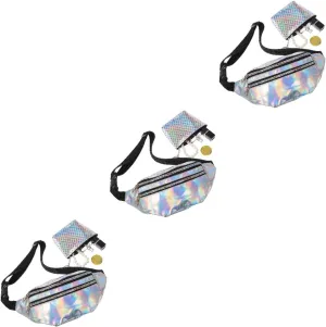 LIFKOME 3 Sets Ladies Adjustable Crossbody Belt Bag Fish Scale Coin Purse for Outdoor Sports Tear Resistant Waist Pack for Jogging Hiking Biking and Festivals