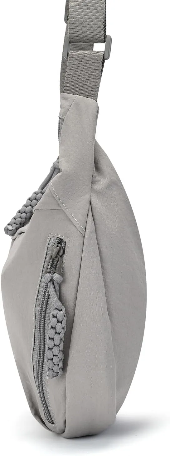 Lightweight Nylon Crossbody Bag for Women & Men - Multi-Pocket Moon Dumpling Sling Bag