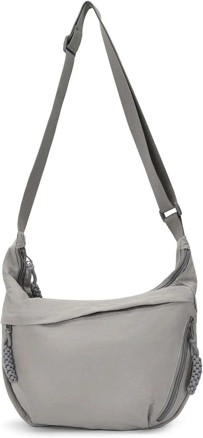 Lightweight Nylon Crossbody Bag for Women & Men - Multi-Pocket Moon Dumpling Sling Bag