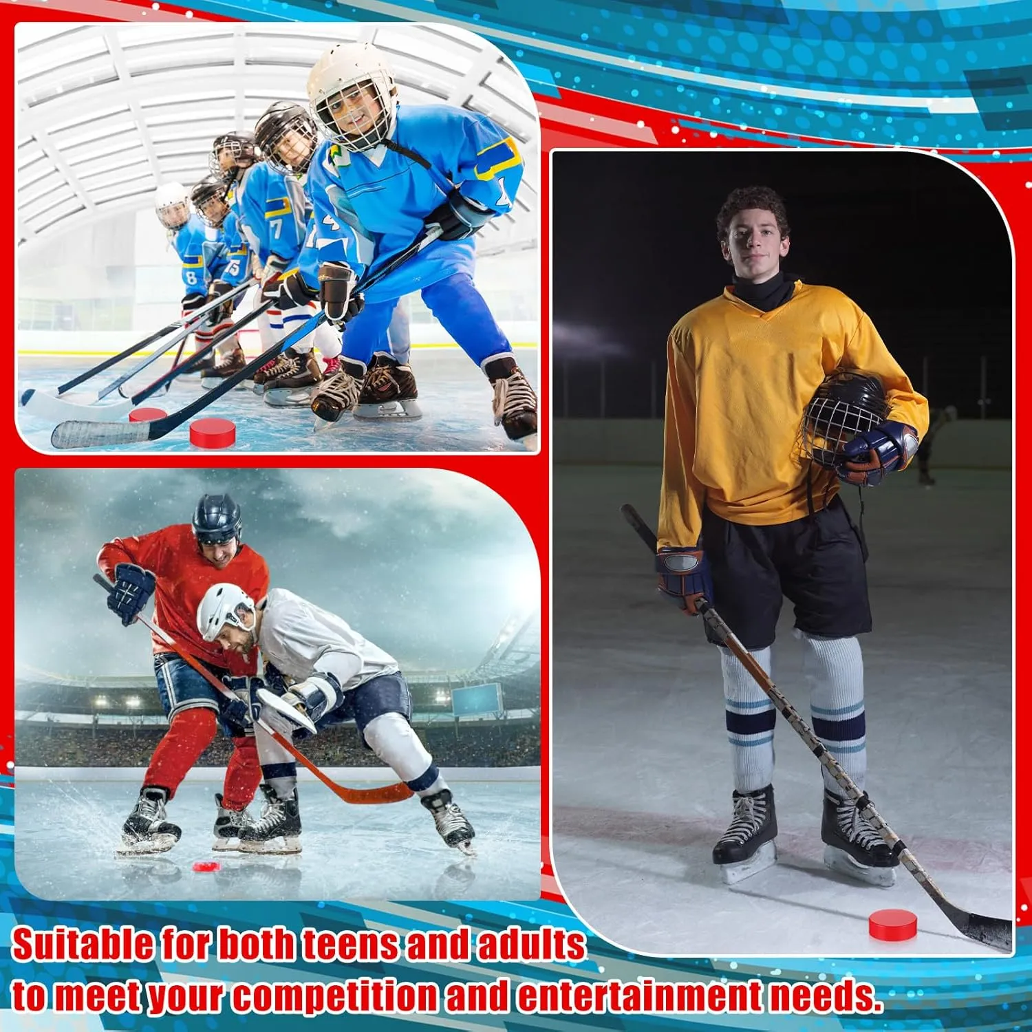 Liliful Sport Foam Ice Hockey Pucks 3 in for Practicing and Classic Training with Mesh Bag Indoor Use Lightweight Hockey Supplies for Adult, Safe Official Regulation Size