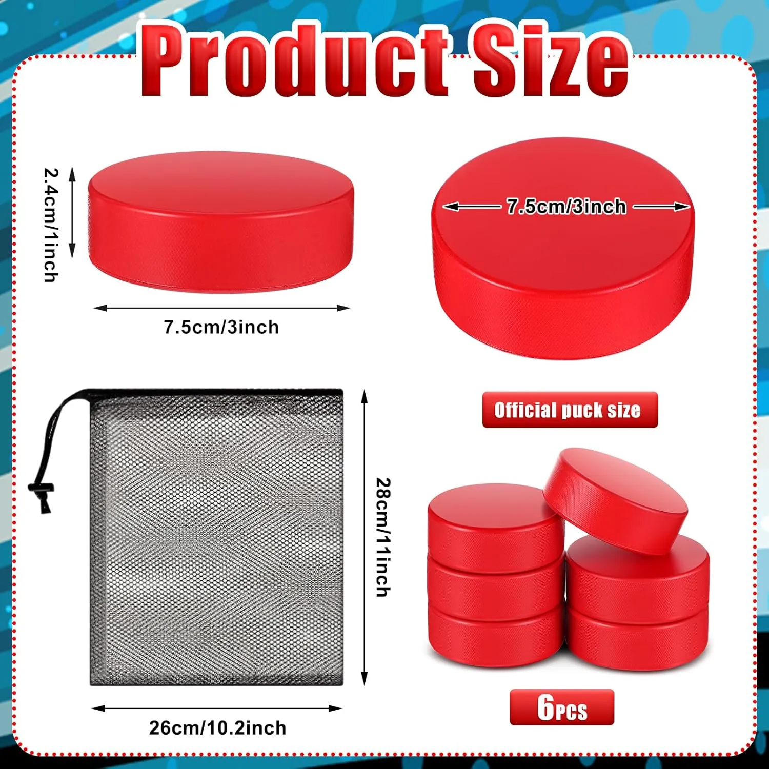 Liliful Sport Foam Ice Hockey Pucks 3 in for Practicing and Classic Training with Mesh Bag Indoor Use Lightweight Hockey Supplies for Adult, Safe Official Regulation Size