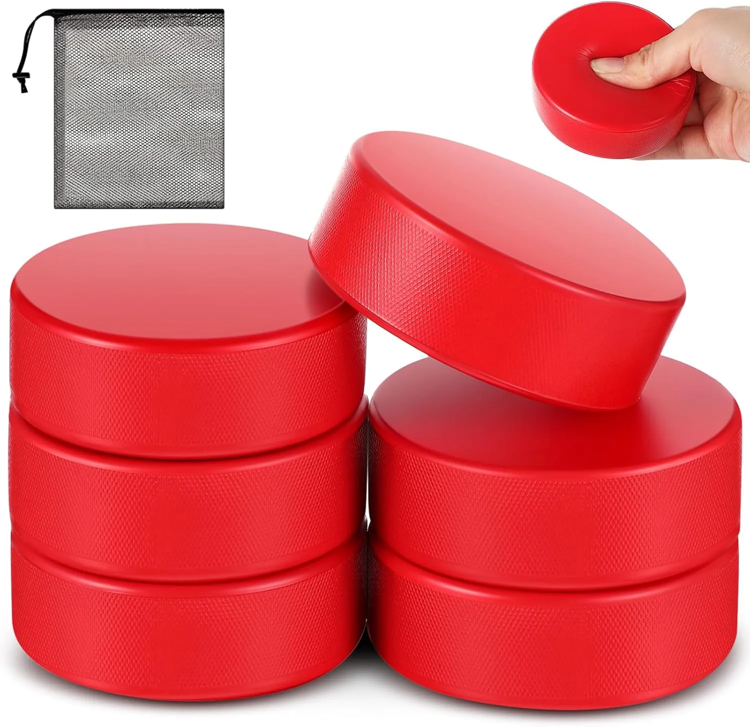 Liliful Sport Foam Ice Hockey Pucks 3 in for Practicing and Classic Training with Mesh Bag Indoor Use Lightweight Hockey Supplies for Adult, Safe Official Regulation Size