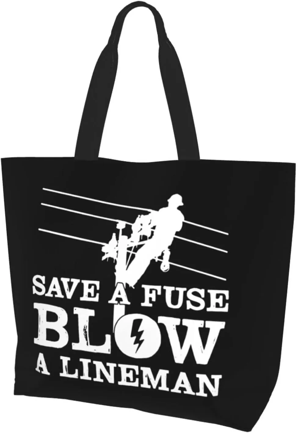 Lineman Save A Fuse - Blow A Lineman Women'S Large Capacity Shoulder Shopping Bag, Reusable Handbag, Gift Bag