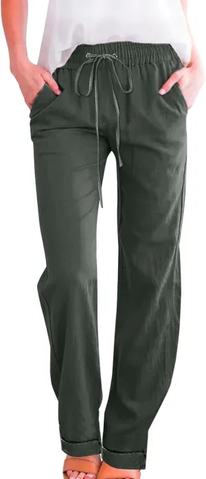 Linen Clothing for Women Linen Clothing Linen Loose Casual Drawstring Wide Leg Linen Trousers Women Linen Outfit Women