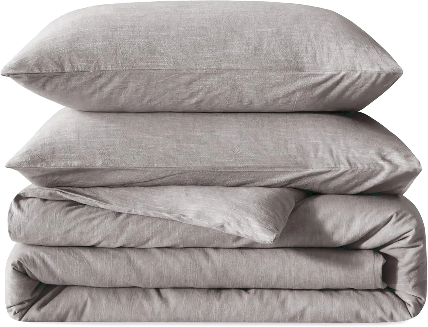 Linen Duvet Cover California King - Soft Breathable Cotton Linen Blend, 3-Pieces Bedding Set with 2 Pillowcases, Stonewashed Texture, Grayish Purple, All-Season Comfort